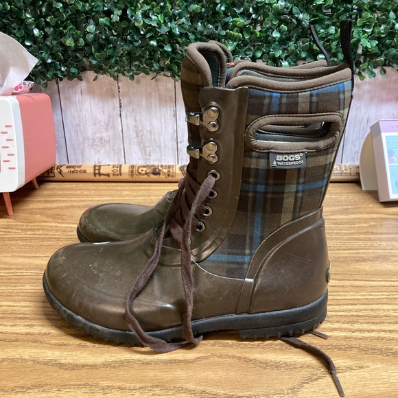 Bogs Sidney Lace Wellie Plaid Women’s Boots - Picture 1 of 6